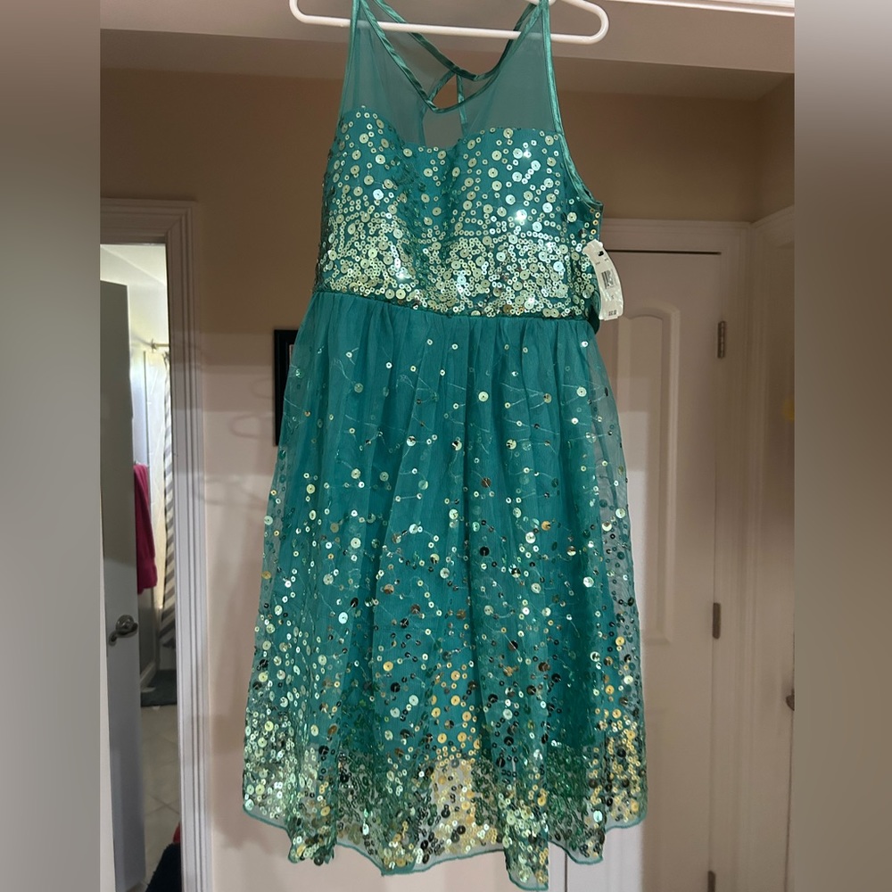 Emerald green girls cocktail dress